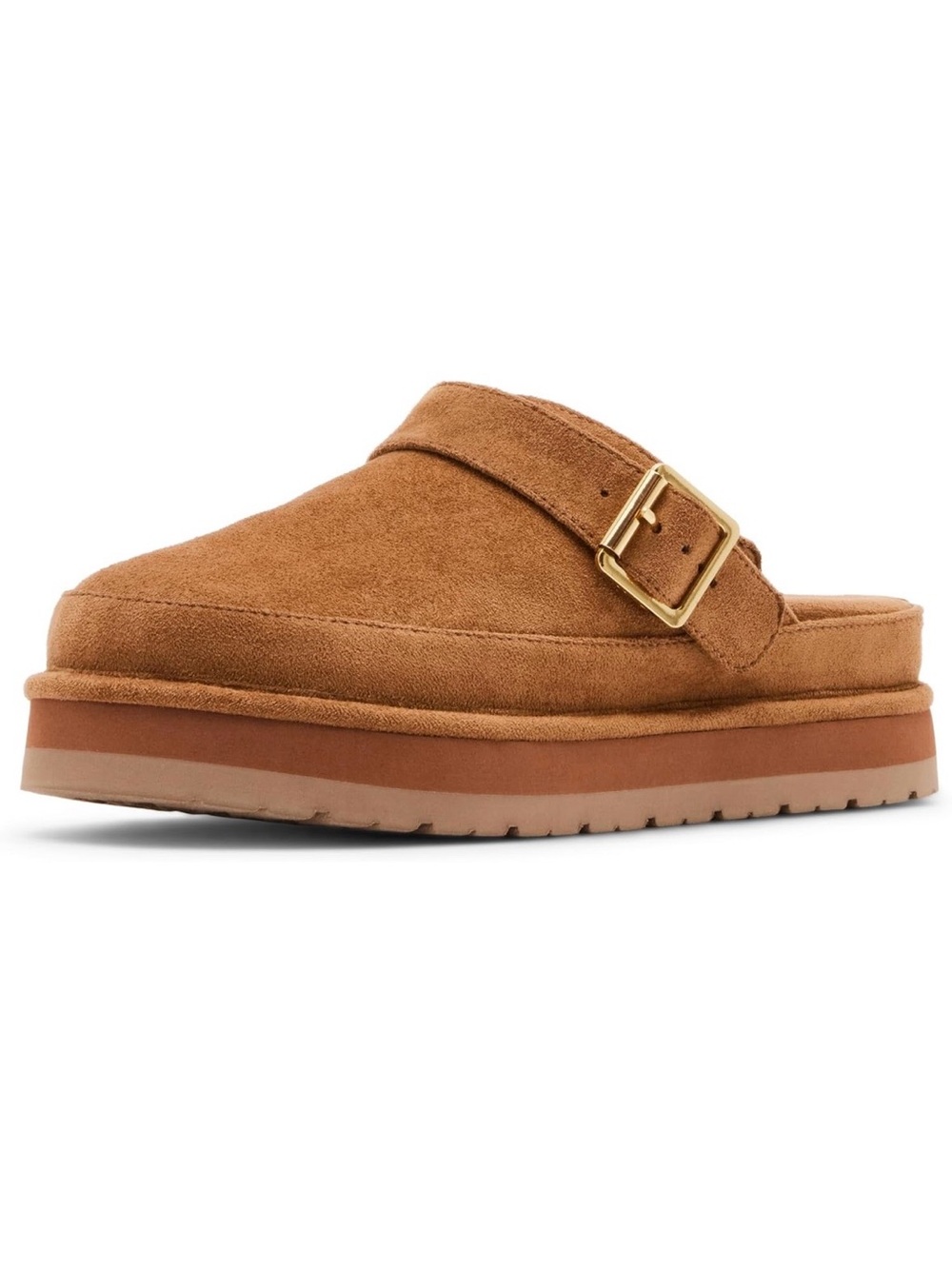 Madden Girl Women’s Tan Graham Mule Slides with Gold Buckle - Picture 7 of 7